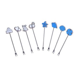 ARFUKA Fruit Forks Fruit Pick Stainless Steel Cute Cartoon Fruit Salad Fork Mini Food Picks Two Prong Forks Bistro Cocktail Forks Tasting Appetizer Forks Set Pack of 8