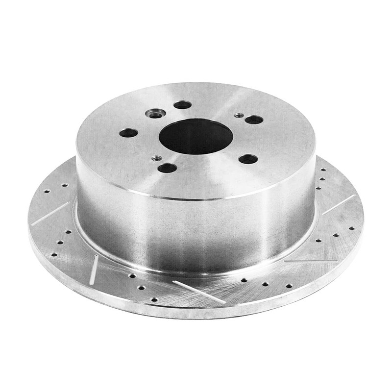 AutoShack Rear Drilled Slotted Brake Rotors Silver Pair of 2