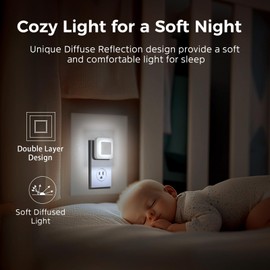 Midea Night Lights Plug Into Wall,5000K Night Light with Dusk to Dawn Sensor,Energy Efficient for Hallway/Stairway/Bathroom/Bedroom/Kitchen,2 Packs