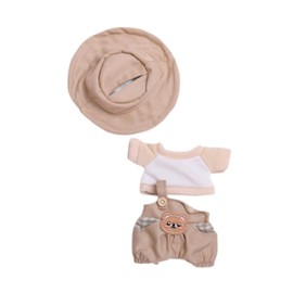 Baoblaze Plush Doll Clothes for 15cm 17cm,Fashion,Stuffed Plush Doll Dress up Plush Doll Accessories Photo Props Costumes Soft Cartoon, Khaki Set with hat