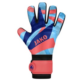 JAKO Unisex Goalkeeper Gloves River Basic Junior RC Coral/Sky Blue/Navy, 4
