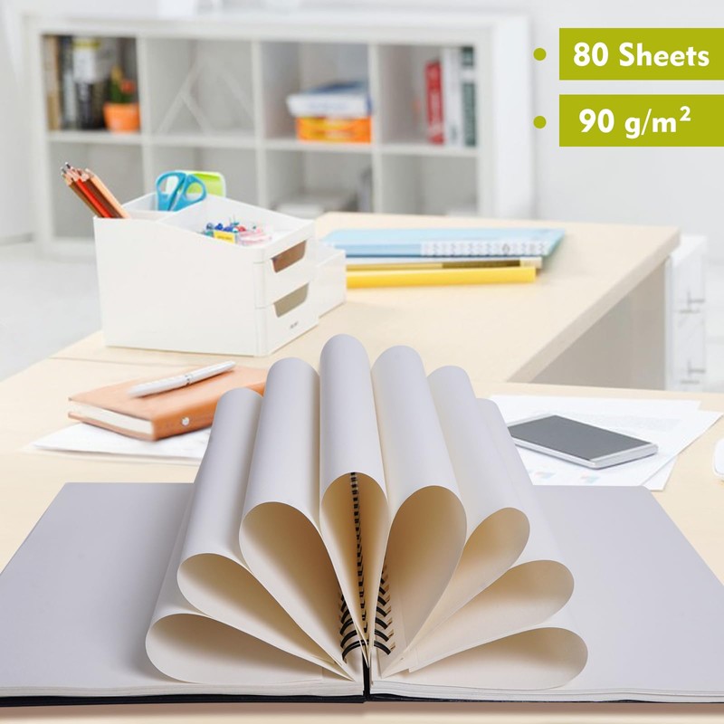CONDA 8.5"x11" Double-Sided Hardbound Sketchbook, 80 Sheets Hardcover Sketchbook, Spiral