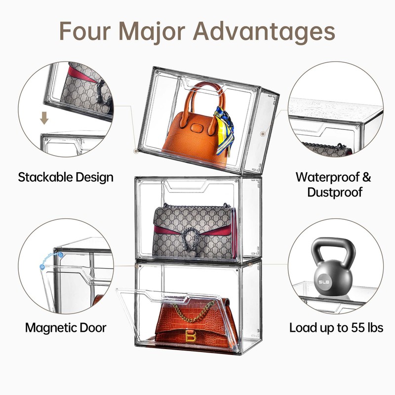 Purse Organizer for Closet,Clear Acrylic Display Case for Handbag Organizer,