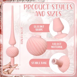 Sumind 11 Inch Velvet Finial Christmas Tree Topper Vintage Spherical Tree Topper Velvet Finial Mid Century Christmas Ornament for Home Xmas Holiday Party Decorations(Pink)