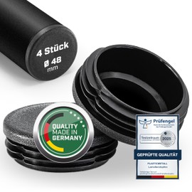 Plasticmetall Lamellar Plugs, Round, Diameter 48 mm, Made of PE, Pack of 4 [Spark Erosion Structure] Pipe Plugs for Stainless Steel Pipe, Aluminium Tube, for Pipe Cover of Empty Pipe, Round Tube