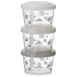 Skater SIJ3-A Storage Container, 3P, 8.5 fl oz (240 ml), Side Dish, Miffy, Monotone, Made in Japan