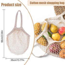 Pack of 2 Shopping Bag Mesh Reusable Shopping Bag Mesh Cotton Shopping Net Net Bag with Long Handle for Storage Fruit Vegetable Market / Grocery Shopping Net, multicoloured