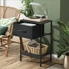 WLIVE Black Nightstand, Bedside Table with Fabric Storage Drawer, Open