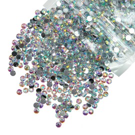 qiipii 5300PCS 3mm Crystal AB Resin Rhinestones for Crafting Flatback White AB Stones Bulk SS10 Non-Hotfix Diamonds Crystals Gems Charms for Nails Face Eyes Makeup Tumblers Bottles DIY Crafts Shoes