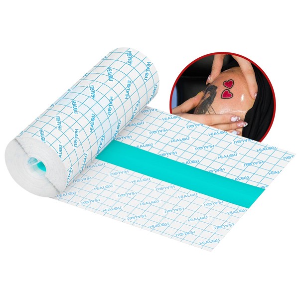 Tattoo Aftercare Waterproof Bandage - Transparent Film Roll Dressing - Breathable Stretch Adhesive Second Skin - Healing & Protective Hygienic Wrap for Tattoo and Medical Use