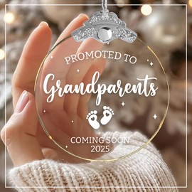 Baby Announcement for Grandparents – Christmas Ornament 2025 for Grandma, Pregnancy Reveal Keepsake, White Elephant Idea, Cute First for Women