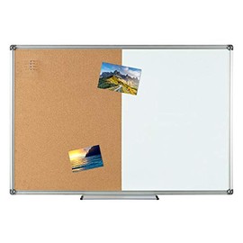QUEENLINK White Board and Bulletin Cork Board Combination, for Home or Office Decor, Magnetic Dry Erase Board and Corkboard Combo, 48X36 Inches,Aluminium Frame ,10 Push Pins Included