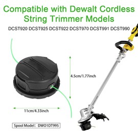 DWO1DT995 Replacement Trimmer Head 20 Feet 0.080-inch Compatible with Dewalt Cordless String Trimmer Models: DCST920 DCST925 DCST922 DCST970 DCST991 DCST990,2-Pack