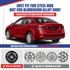 NIXON OFFROAD 16 Inch Hubcaps for Nissan Sentra 2020-2025 [Only Fit Steel Wheel] Wheel Rim Cover (Set of 4) ABS+PC Hub Caps Replacement for Car (Lacquer, 5131Style)