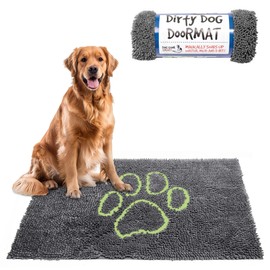 Dog Gone Smart Dirty Dog Doormat - Fast Drying Rug with Super Gripper Backing for Clean Floors - Super Absorbent and Machine Washable Mat for Muddy Paws - Cool Grey