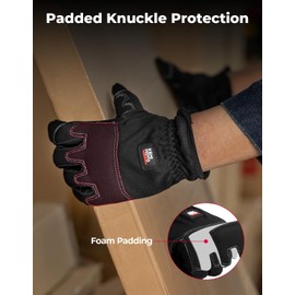 KEMIMOTO Safety Work Gloves for Men/Women, Touchscreen Tactical Gloves with Foam Padding Protection, Breathable & Lightweight, for Mechanic, Gardening, Bike, Construction, Yard Work (Black-XL)