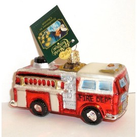 Old World Christmas 2019 FIRE TRUCK - OLD WORLD CHRISTMAS BLOWN GLASS ORNAMENT - NEW W/TAG 46005