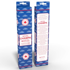 NATURAL CHAMPA Classic 11" Incense Sticks Box of 100 Each Long Lasting Aroma Stick Lasts 60+ Minutes Pure Ingredients Make These Agarbathi Perfect for Environmental Scenting and Aromatherapy