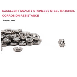 cSeao #2-56 Hex Nuts, 100 Pieces, 304 Stainless Steel, Plain Finish