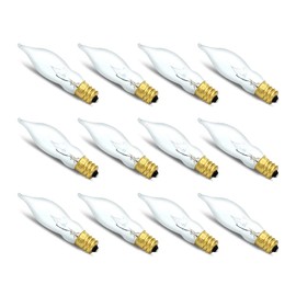lumenivo 7.5 Watt Light Bulbs 120V/130V Bent Tip Candelabra, Flame Tip Chandelier Bulbs, Flame Shaped Light Bulbs Standard Base – Replacement Christmas Candle Tip Incandescent E12 Bulbs – 12 Pack