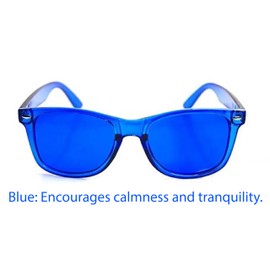 RobRia Color Therapy Glasses - Chromotherapy Tinted Lens Glasses, Scratch-Resistant Lenses with Premium Frames (Blue)
