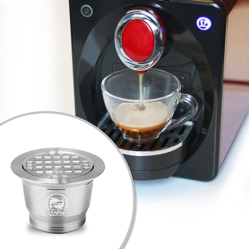 Compatible with Nespresso Stainless Steel Coffee Capsule Reusable Refillable Coffee