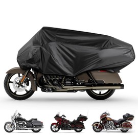 Waterproof Motorcycle Half Cover for Most Touring/Full Dress Touring/Cruiser, 420D Oxford Cloth Extra Large Motorcycle Half Cover for Outdoor Rain Snow Protection