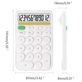 Compact Pocket Calculator, 12 Digit Desktop Calculator with Anti-Slip Mats & Adjustable Stand for Kids Adult School Home Office