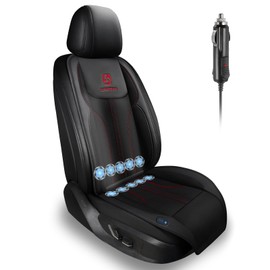 COTHERIXA Cooling Car Seat Cushion Front Seat,12V&24V Cooling Seat Cover for Cars with 10 Fans,Rapid Cooling with Automatic Start and Pause Seat Cushion (Black)