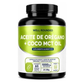 Aceite De Orégano Y Aceite De Coco, Salud Digestiva, Apoyo a desinflamar, Soporte antioxidante, Well Rounded 60 Capsulas Sabor Sin sabor              