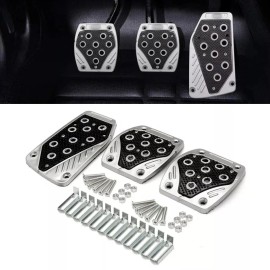 Unbranded 3PCS Car Foot Pedals Pad Cover For Brake Clutch Accelerator Aluminium Alloy+ PVC