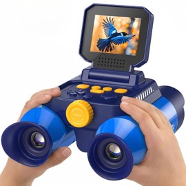 Binoculars for Kids with Night Vision, 2.4" HD Screen & 10X Zoom for Photo and Video - Outdoor Adventure Binoculars Bird Watching, Camping, Hiking, Gifts for Kids Ages 4+ (Blue)