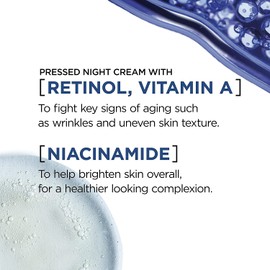 L’Oréal Paris Retinol Pressed Night Cream Moisturizer, Revitalift Triple Power LZR, With Retinol for Face + Niacinamide,Skincare, 47 ml