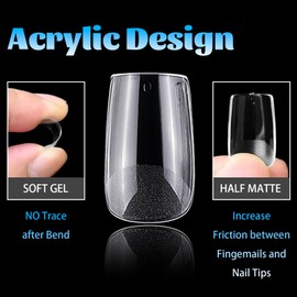 Lifextol 504PC Gel X Nail Tips Square Shape Fake Nails Short Acrylic Nails Tips for Press on Nails, 12 Sizes Soft Gel Nail Tips Full Cover Clear Nail Tips Artificial Fingernails False Nails Extension