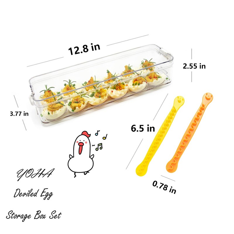 YOHA Clear Deviled Egg Tray Carrier with Lid 12 Grids