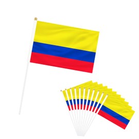Rotenl 50 Pack Colombia Hand Held Mini Flags, Small Colombian Stick Flags with Pole, International Country Flags, Festival Events, Parades, Patriotic, Indoor and Outdoor, Party Decorations (Colombia)