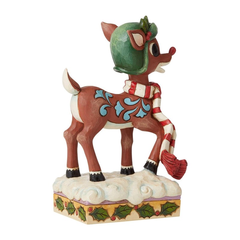 Jim Shore Rudolph Traditions Rudolph in Aviator Hat and Scarf