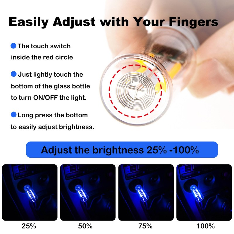 SAMGCHI Car USB Night Lights, Retro Touch Control Car Ambient