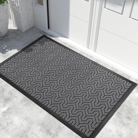 Yimobra Front Door Mat Outside Entrance, 60x36 Waterproof Outdoor Indoor Welcome Mat, Heavy Duty Doormat, Low Profile, Non Slip Garge Porch Entryway Mat, Easy Clean, Grey