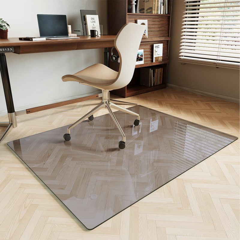 Koonmi Tempered Glass Chair Mat for Hardwood Floors & Carpets,