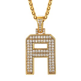 U7 Letter Chain Women's Men's Necklace with Initial Initial Letter Pendant Chain Gold Letter Pendant with Zirconia Copper Letter Name Necklace Hip Hop Necklace Fashion Jewellery for Anniversary,