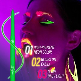 Colored Eye Liner Liquid - UV Fluorescent Quick-Drying 12 Colors Liquid Liner Waterproof,Highly Pigmented Long-Lasting Eye Makeup Kit Festival Accessories for Parties