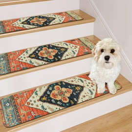 OJIA Extra Non-Slip Carpet Stair Treads for Wooden Steps Set of 4, 30"X8" Rubber Indoor Stair Runner Slip Resistant Stair Rugs Safety Mats for Dogs, Kids & Elders, Stairway Grip Step Treads