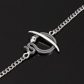 TseenYi Snake Pendant Necklace Toggle Necklace Snake Pendant Animal Necklace Punk Chunky Chain Ot Necklace Chain Jewellery for Women and Girls (Silver)