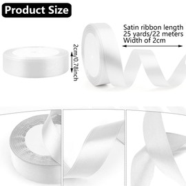 Gift Ribbon Satin Ribbon 44 m Gift Ribbon Wide 20 mm Ribbon Wedding Fabric Satin Gift Ribbon for Gift Wrapping, Crafts, Birthday and Wedding Decoration (White)