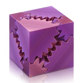 ATESSON Gear Ball 3D Printed Fidget Toys Rotating Gear Sphere,Cube Fidget Toys Stress and Anxiety Relieving,Office Fidget Toys for Executive Desk Adult (Silk Red Purple)