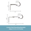 Kenney KN85305 1" Diameter Steel 3.5-4.5" Adjustable Curtain Rod Mounting