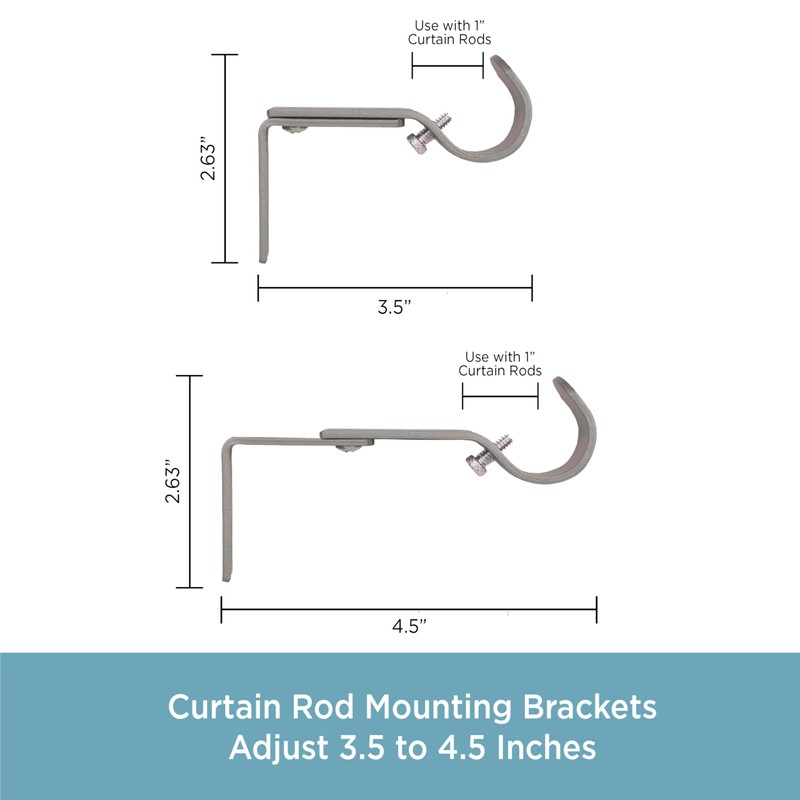 Kenney KN85305 1" Diameter Steel 3.5-4.5" Adjustable Curtain Rod Mounting
