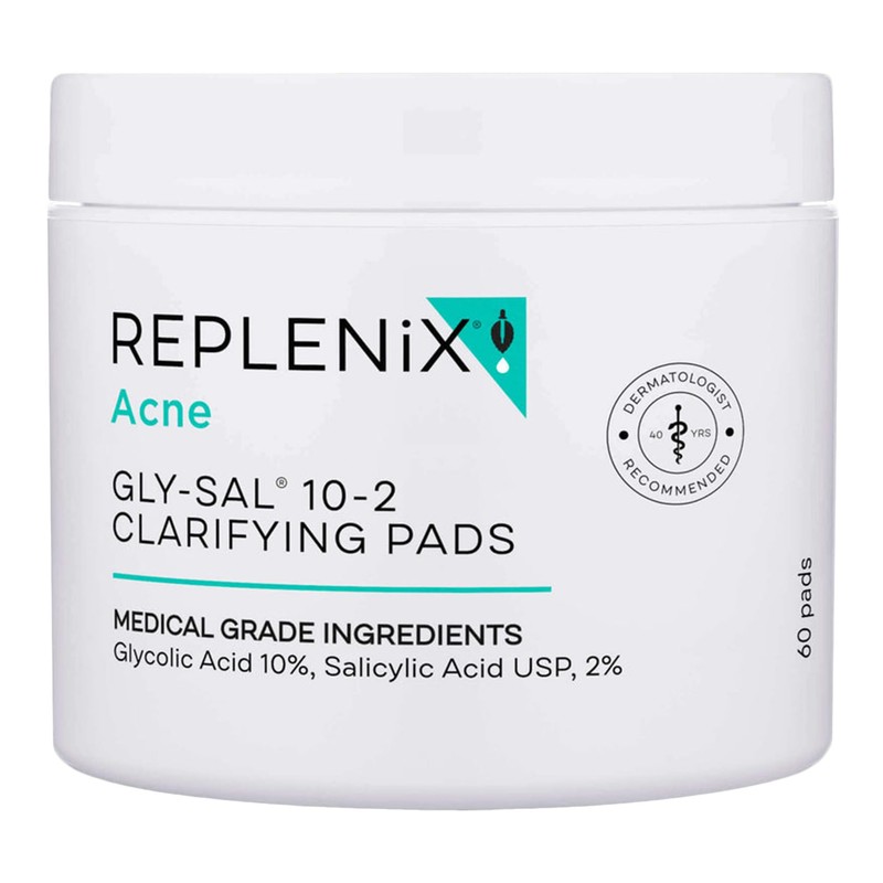 Replenix Gly-Sal Clarifying Acne Pads, 60 Count, Medical-Grade Glycolic Acid