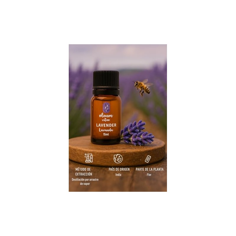 OLEUM VITAE Aceite Esencial de Lavanda. Lavandula Angustifolia. 100% Puro
